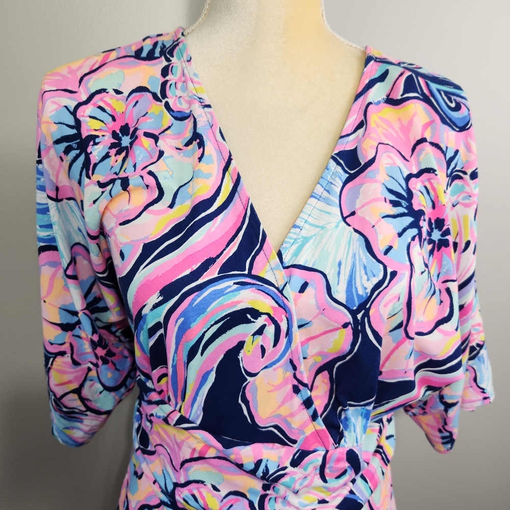 Lilly Pulitzer Parigi Dress Nauti Navy Pink Boho Bateau Sz L Vacay Shower Easter